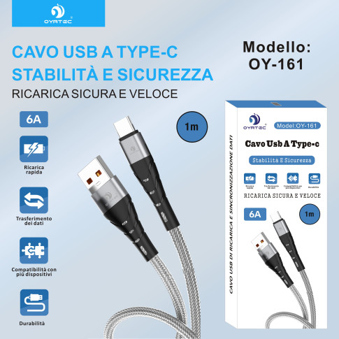 CAVO USB-TYPE C 1M 6A OY-161