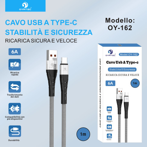 CAVO USB-TYPE C 1M 6A OY-162