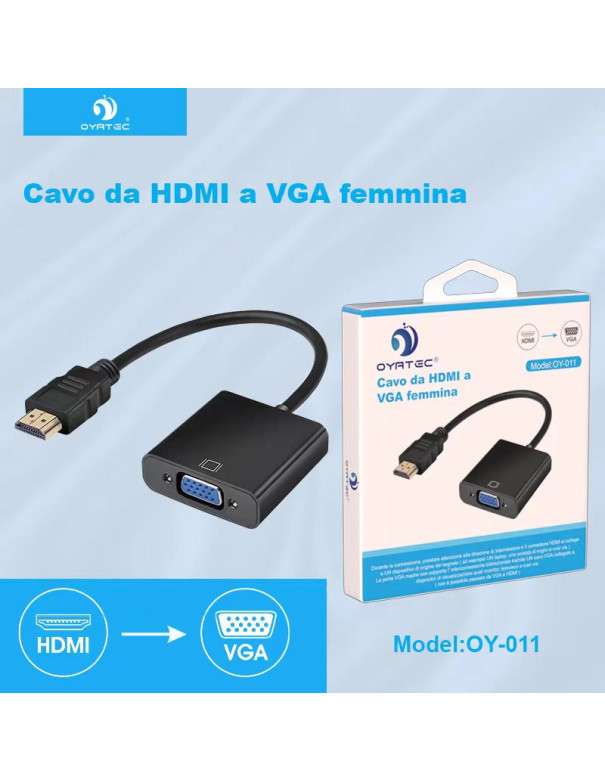 Adattatore HDMI a VGA, HDMI-VGA Placcato in Oro (da Maschio a Femmina) per Computer