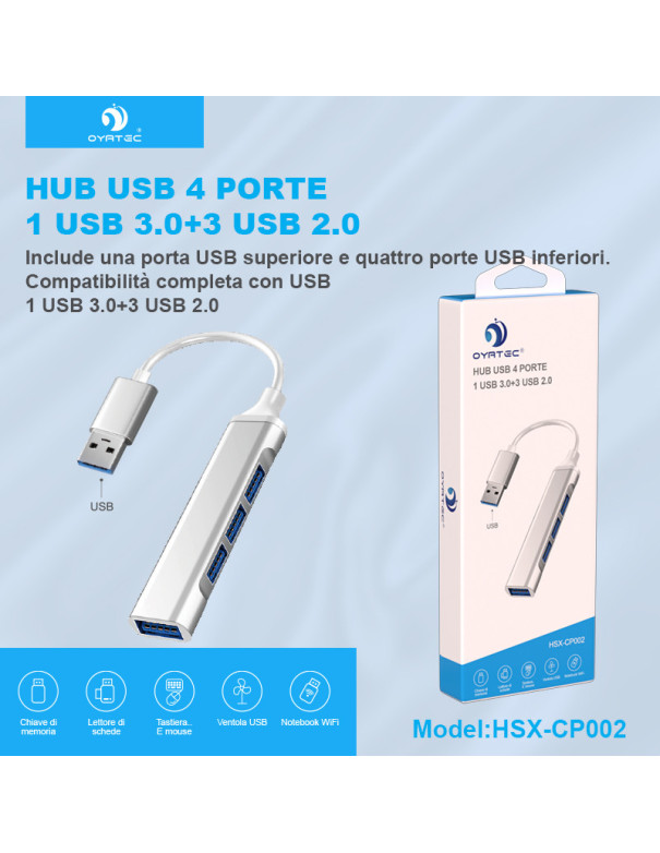 Hub USB Adattatore multipla porta USB 4 in 1