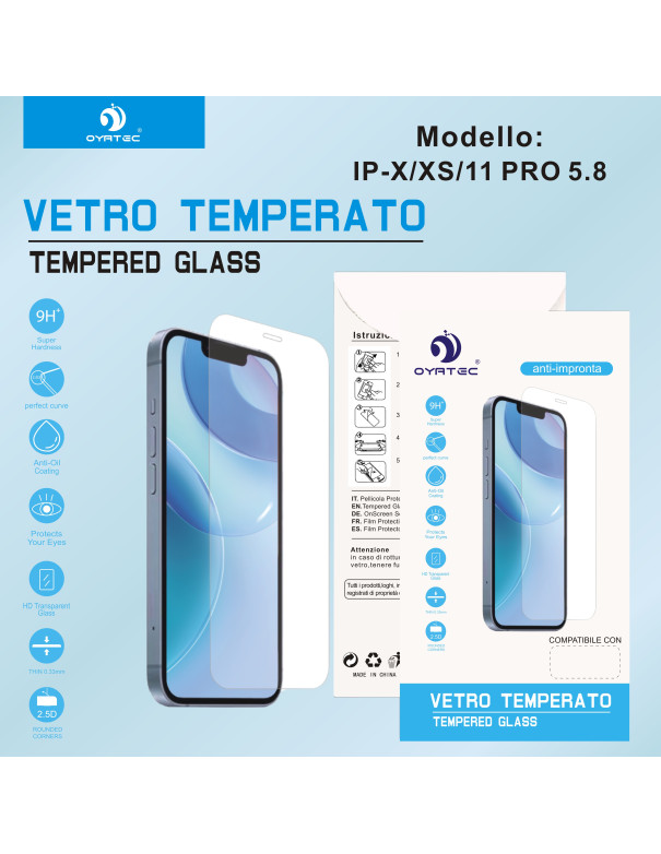 IPHONE X/XS/11 PRO VETRO TEMPERATO
