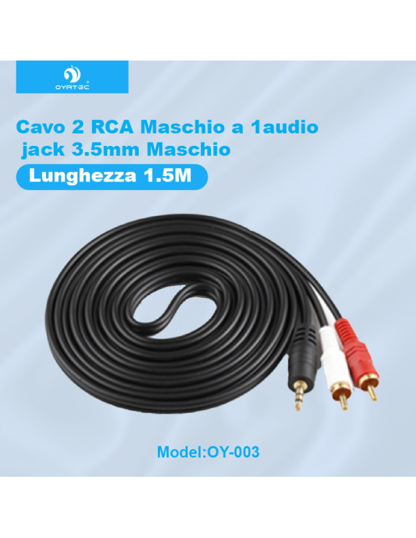 Cavo RCA Jack Adattatore 3,5mm a 2RCA Maschio Audio Stereo per Home Theater （1.5 metri ）