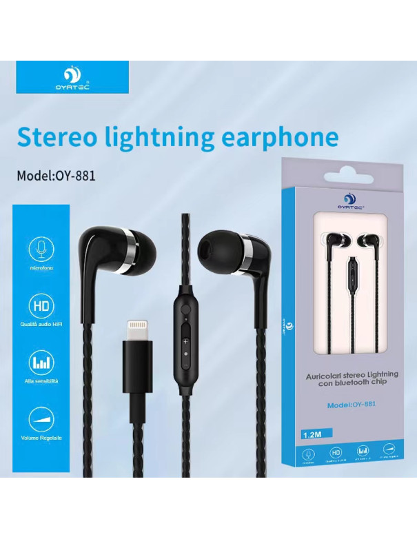 AURICOLARE  STREO LIGHTNING CON BLUETOOTH CHIP