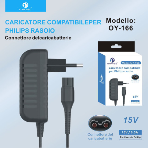 Caricabatterie Rasoio Elettrico per Philips 15v